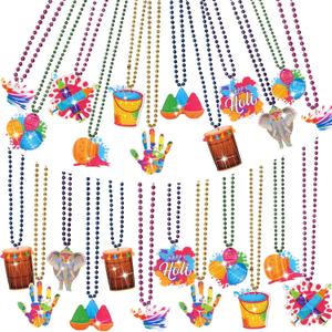 Ecally 30 Pcs Carnival Circus Bead Necklaces, Funny Felt Necklaces Bulk for Circus Birthday Decoration Party Favor