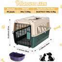 2 Set Hard Plastic Pet Carrier Breathable Dog Cat Kennel with Metal Door Bowl Grille Mat Pet up to 14 Lbs Carrier for Walking Camping Vet Visits Travel, 17.3"L x 11.8"W x 10.6"H(Blue White)