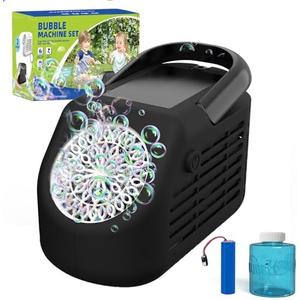 Panamalar Automatic Bubble Machine, Electric Bubble Blower for Kids 42 Bubble Holes with 20000 Bubbles/Rechargeable Battery/Bubble Solution, Portable Bubble Toy for Outdoor Wedding Party-Black