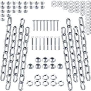 Blulu Ar500 Shooting Targets Target Hangers and Gong Targets Combo Pack Steel Chain Kit Hardware for Hanging Shooting Practice Recreational Use (Silver)