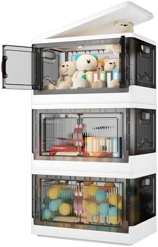 Storage Bins with Lids - 144QT Large Plastic Storage Bins Closet Organizers and Storage, Foldable Stackable Storage Containers for House Organizing Bedroom Dorm Room