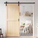 36x84 inch Sliding Barn Wood Door Slab with 6.6ft Hardware Kit, Requires Simple DIY Assembly