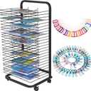 Garvee Art Drying Rack with 4 Lockable Wheels - Metal Art Storage Rack with 25 Removable Shelves, Art Organizer Height 41.5 in for Art Studio, Artwork, Craft Room and Desktop, Black