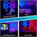 RGB LED Hexagon Garage Lighting Honeycomb Lamps 110-265V for Car Wash Repair Workshop Decor Ceiling Lighting LED Hexagon Lights for Gym Bar Gaming Room, Smart App,Remote Control