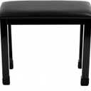 Black Piano Bench, Metal-Frame Padded Keyboard Stool, 17.7" L x 11.6" W x 18.1" H