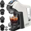 KOTLIE 5in1 19Bar Multicapsule Espresso Coffee Machine, Cold&Hot Brewing Single-Serve Coffee Maker, Cappuccino&Latte Maker for Kcup/Dolce Gusto/Nespresso Original/GroundCoffee/44mm ESE EM-308A (White)