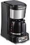 Hamilton Beach 5 Cup Drip Coffee Maker with Easy FrontFill Basket, Compact Design, Programmable Clock, Glass Carafe, Auto Pause and Pour, Black & Stainless Steel (46111)