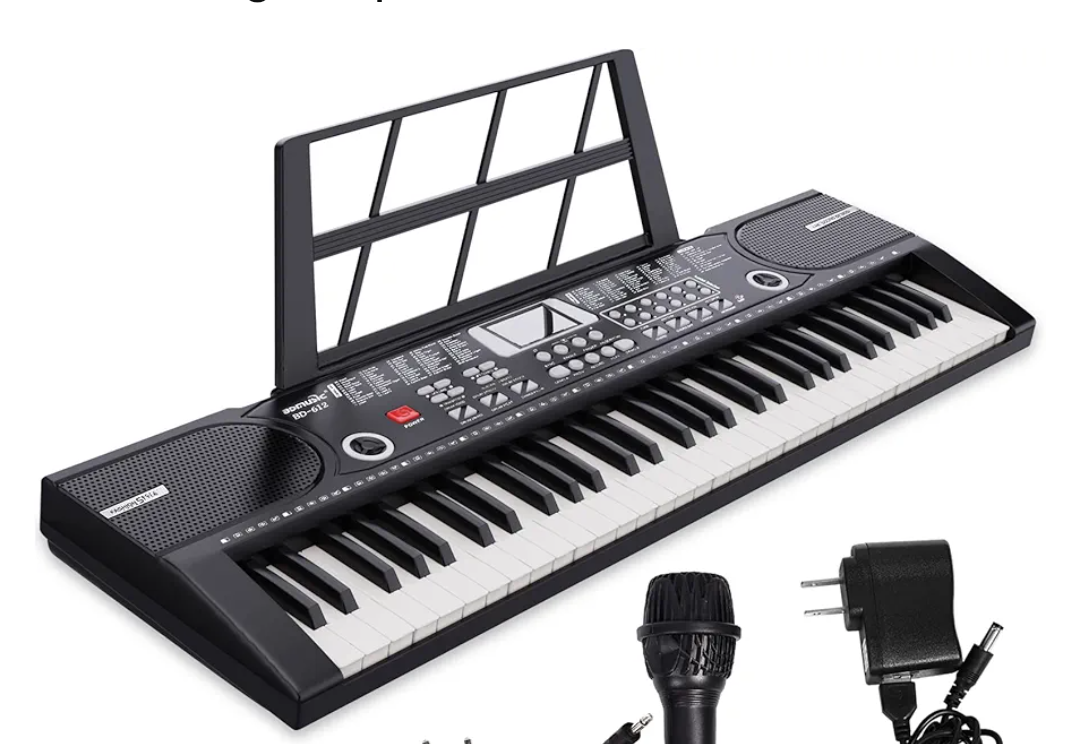 61 keys keyboard piano, Electronic Digital Piano with Built-In Speaker Microphone, Sheet Stand and Power Supply, Portable piano Keyboard Gift Teaching for Beginners