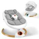 Baby Swings for Infants, Electric Baby Swing with 5 Speeds and Preset Lullabies, Portable Bluetooth Swings for Indoor & Outdoor Use (White Wood)