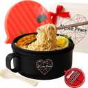 AI LOVE PEACE Microwaveable Ramen Noodle Bowl Cooker 40oz for Ramen, Rice, Pho, Soup, and Pasta, Dishwasher Safe and Portable, Ideal for Home, Office, Dorm, or Gift (Red)