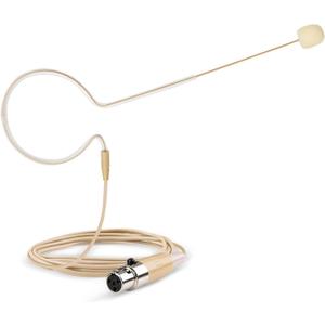 Headset/Headworn Microphone - 4 Pin Mini XLR Head Microphone for Shure Wireless System & Bodypack Transmitter  Beige Single Earhook Omnidirectional Headset Head Mic