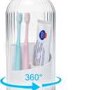 Rotating Toothbrush Holder with Cover - 360 3-Slot Bathroom Organizer for Toothbrush, Makeup Brushes, Razor. Features Detachable Drainage Base & Anti-Slip Pad for Countertop.
