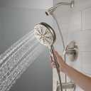 Delta Nicoli 14 Series Brushed Nickel Bathtub Shower Faucet Set with Handheld Shower Head, Valve Trim Kit, Stainless 144749-SS-HS (Valve Included)