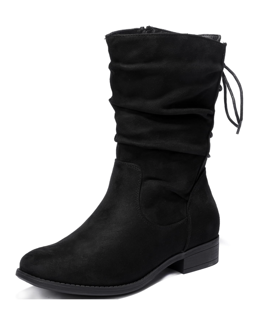 Luoika Women's Wide Width Ankle Boots - Black Brown Short Boots Block Low Heel Side Zipper Booties.
8