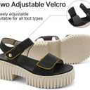 UBFEN Womens Platform Sandals Comfortable Arch Support for Summer Dressy Casual Lightweight Chunky Heel 2 Adjustable Straps A Black US Size 9