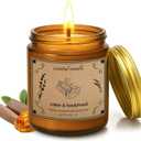 Scented Candles, 16oz Large Jar Soy Wax Candle  Amber & Sandalwood with Premium Plant Wax Blend for Consistent Burn, Aromatherapy Candle for Home Scented, Relaxation and Gift for Women/Men