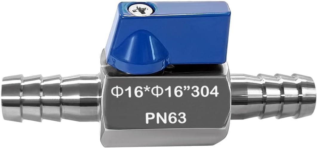 Beduan 5/8 Hose ID Barb Ball Valve 304 Stainless Steel Mini Shut Off Valve for Water Gas Fuel Drip Irrigation and Aquariums (5/8" Hose Barb)