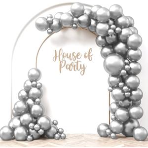 HOUSE OF PARTY Silver Balloons - 92 Pcs Metallic Silver Balloons Different Sizes 18", 12", 5" - Ideal for Silver Party Decorations, Birthday Celebrations, Graduations, and valentines Decor