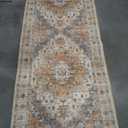 Madane Hallway Runner Rug 2'6''x12', Non Slip Vintage 12ft Runners for Hallways Washable Kitchen Rugs Soft Low Pile 2.5x12 ft Rug Runner for Laundry Room, Entryway and Bedroom, Turmeric/Grey