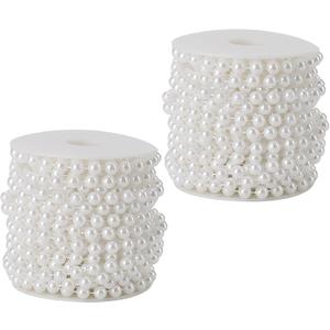 SHEUTSAN 2 Roll 8mm Pearls Beads Garland, 65 Feet Faux Pearls Beads, 22 Yard for Wedding Party Decoration (long)