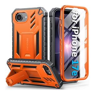 FNTCASE for iPhone 17e Phone Case: [Built-in Screen Protector & Kickstand] [Military-Grade Drop Protection] Heavy Duty Protective Full Body Shockproof TPU Rugged Protective Phone Cover Blue