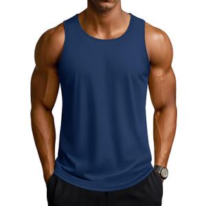 TACVASEN Men's Workout Tank Tops Sleeveless UPF 50+ Summer Sun Shirts Quick Dry for Running Swim Gym Beach (X-Large, Navy)