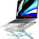 ivoler Adjustable Laptop Stand with 360 Rotating Base, Ergonomic Laptop Stand for Desk, Foldable & Portable Laptop Riser, for Collaborative Work, Fit MacBook Laptops up to 16 inches Silver