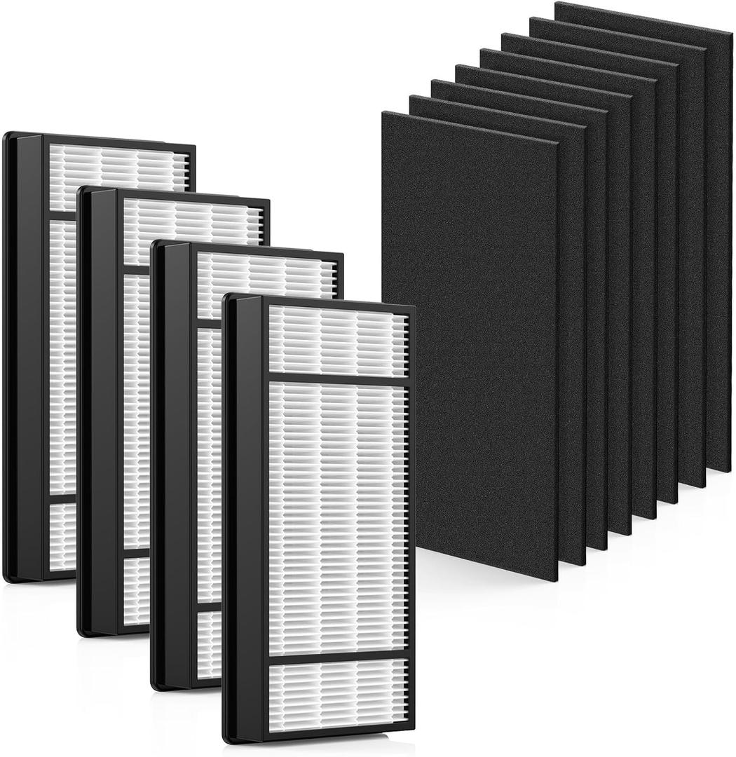 4 HEPA + 8 Carbon Filter, Compatible with Honeywell H Filter, Filters H Compatible with Honeywell HRFH1 HRFH2 Fits Model HPA050, HPA150, HPA060, HPA160, HHT055, HHT155 Series