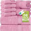 Utopia Towels 8 Piece Luxury Towel Set – Majestic Plush, Super Absorbent & Quicker-to-Dry, Thick 100% Ring Spun Cotton Towels for Bathroom, Spa & Hotel – 2 Bath, 2 Hand, 4 Washcloths, Pink