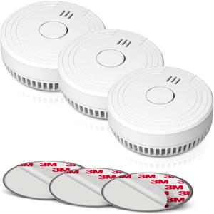 Ecoey Smoke Alarm Fire Detector with Photoelectric Technology and Low Battery Signal (Battery Include), Fire Alarm with Test Function for Home, Bedroom, FJ136GB, 3 Packs