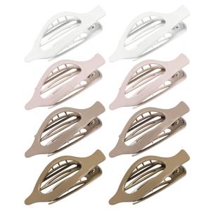 8 Pack Neutral Flat Hair Clips for Women Large No-Slip Claw Barrettes in Cream, Blonde, Mustard Yellow & Light Brown,Shiny Finish Strong Hold for Thick & Thin Hair