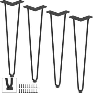 DonYoung Hairpin Legs 28", Coffee Table Legs, 4PCS Set Metal Furniture Legs, Mid Century Modern Style Table Legs for Bench Nightstand with Rubber Floor Protectors, Black