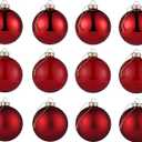 AOMOONOA Red Glass Christmas Ball Ornaments, 2.36” Christmas Hanging Ornaments Set of 9 Xmas Baubles for Holiday Party Xmas Tree Decorations Gifts