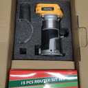 MtiolHig Cordless Compact Router Compatible with DeWalt 20V Battery, With 15Pcs Router Bits 6 Variable Speeds for Woodworking, 800W Fixed Base Wood Router With Trim Bits, Edge & Roller Guide