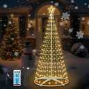 6ft Solar Christmas Cone Tree Lights Outdoor Christmas Decorations, Solar Powered Christmas Trees with 250Leds 8 Modes Timer Remote Waterproof for Porch, Yard, Garden, Holiday, Xmas Decor, Warm White