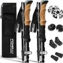 Foxelli Lightweight Trekking Poles – Compact Walking Sticks with Quick Locks, Ergonomic Cork Grip & All-Terrain Accessories – Adjustable Collapsible Poles for Travel & Hiking