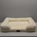 Comfort Expression Orthopedic Dog Bed for Extra Large Dogs 42x30 Inch, Waterproof Supportive Egg Crate Foam XL Pet Bed with Removable Bolsters, Dog Couch with Washable Cover & Non-Slip Bottom, Beige