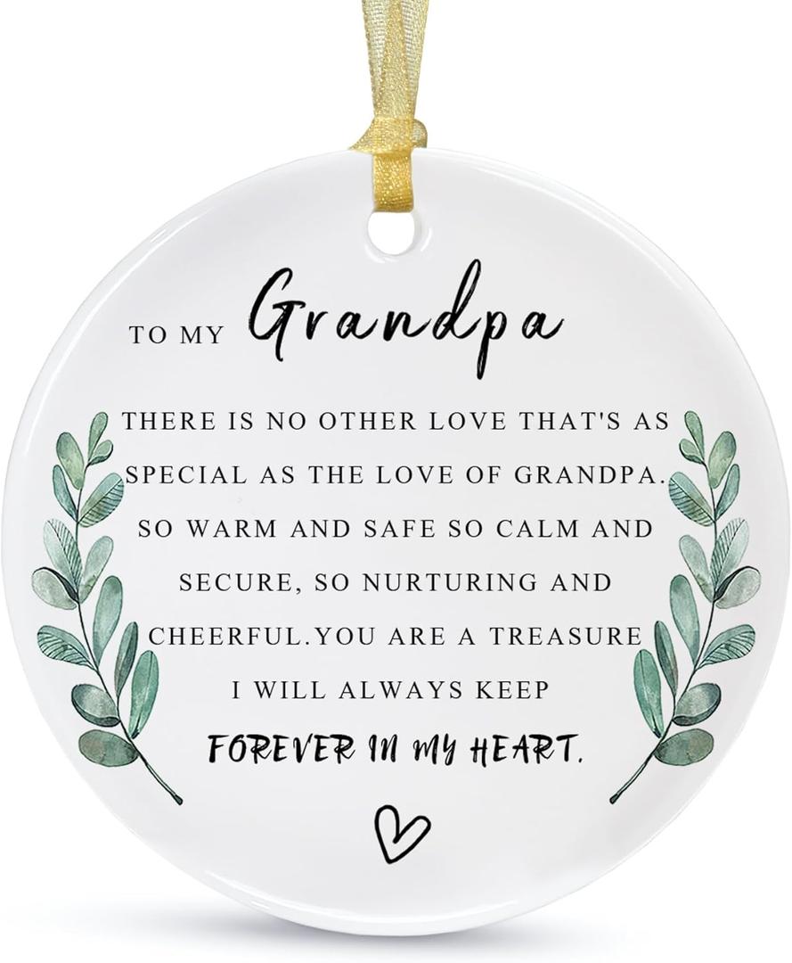 to My Best Grandpa Ornament Gifts from Granddaughter 2026,Christmas for Grandfather, Grandpa Birthday Gift from Grandson Ornament Xmas Present with Gift Box(2.9")
