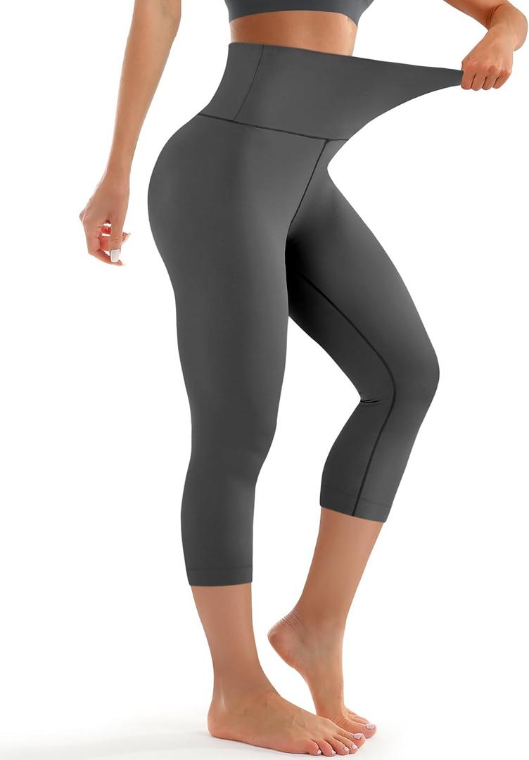 Laite Hebe Biker Shorts Women High Waisted Tummy Control- 5"/8"/Capri, Ultra-Comfort for Workouts, Yoga & Daily Wear (Gray)