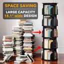 SpaceAid 5 Tier Rotating Bookshelf Tower, Spinning Bookcase Lazy Susan, Revolving 360 Book Shelf Storage Round Carousel, Vertical Rotate Turning Spiral Corner Organizer, Black, 5 Tier, 62.2" H