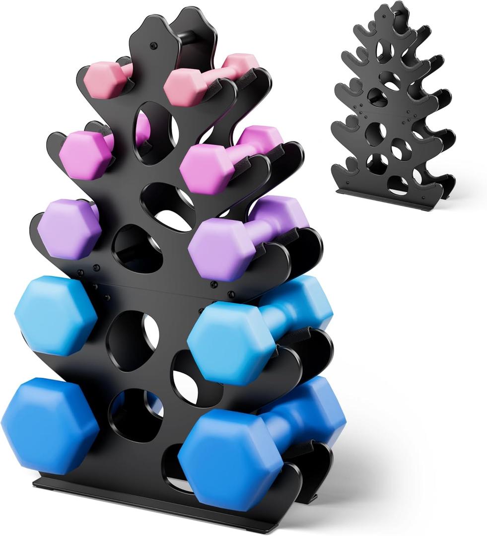 4 Tier Dumbbell Rack, Weight Rack For Home Gym, Dumbbell Stand for Free Weights (5 tier (new model, No Dumbbells Included))