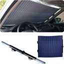 Retractable Windshield Sun Shade for Car, 27 Inch Sunshade Protector Blocks 99% UV Rays to Keep Your Car Cool, Car Accessories for Window Sun Protection with Suction Cups