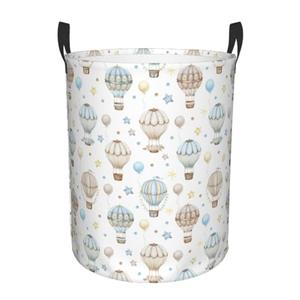 Gbuzozie Watercolor Hot Air Balloon Round Laundry Hamper Storage Basket Toys Clothes Organizer Bin For Home Bathroom Bedroom Dorm Nursery, 62l