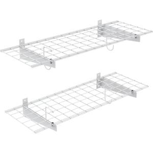 TORACK 2 Pack Garage Storage Wall Shelves, 15" x 45" Wall Mounted Wire Shelves for Garage Storage Heavy Duty Garage Wall Shelving(Pack of 2, White)