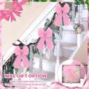 Christmas Tree Bow Decorations and Tinsel Icicles Set Include 30 Pcs Small Organza Christmas Bows 1 PC 11 x 20 Large Tree Topper Tinsel Icicles for Wedding Holiday Home Decor(Pink)