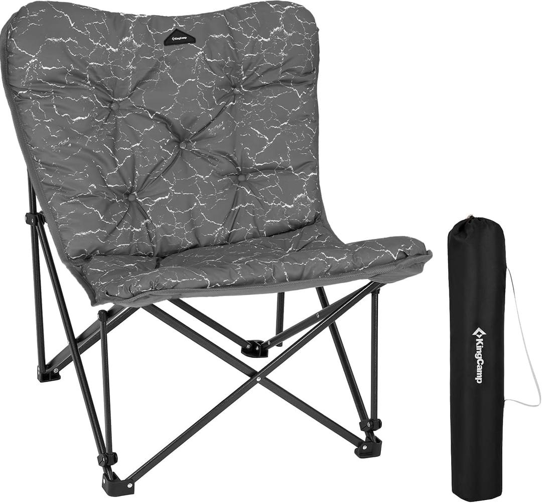KingCamp Butterfly Chair Oversized XL Camping Chairs for Adults Padded Folding Comfy Camp Chairs 300lbs Heavy Duty with High Back for Bedroom Living Room Dorm Rooms Outdoor Patio Lawn (Deluxe Lava Gray)