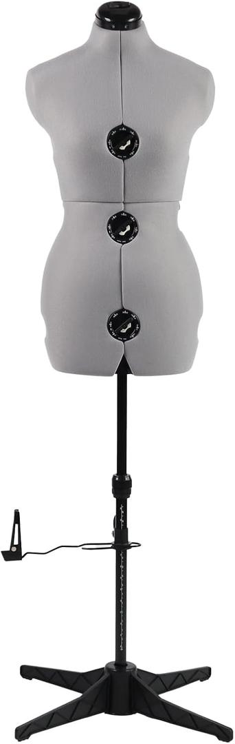 Dress Forms for Sewing, Grey Female Mannequin Adjustable Size 6-14, Pin able Model Body with 13 Dials & 360 Degree Hem Guide, Up to 75" Height Adjustable for Clothing Display (Gray)