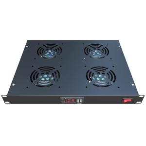 Rack Mount Fan - 4 Fans Server Cooling System - 1U 19" Rackmount Cabinet Panel w/Adjustable Temperature Control (Heat Monitor - Digital Display) Alarm Sensor (Overheat Air Flow Exhaust) Tupavco TP1701