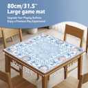 Blue Seashell Starfish Coastal Mahjong Mat 31.5 x 31.5 Inch, Preppy Beach Summer Non-Slip Noise Reduction Mahjong Table Mat for American Mah Jong Poker Card Board Games Dominoes