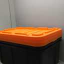 IRIS USA 21 Gallon Heavy-Duty Plastic Storage Bins, Store-It-All Container Totes with Durable Lid and Secure Latching Buckles, Garage and Metal Rack Organizing, Black/Orange, 3 Pack